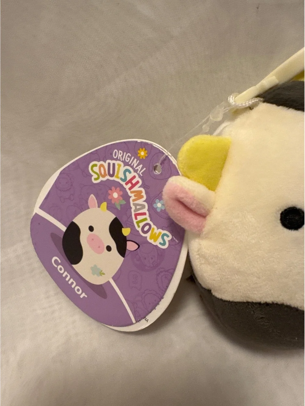 Original Squishmallows Connor Cow Plush Keychain